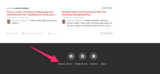 website privacy policy