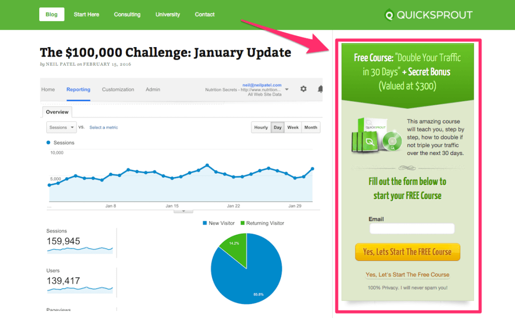 quicksprout sidebar opt-in