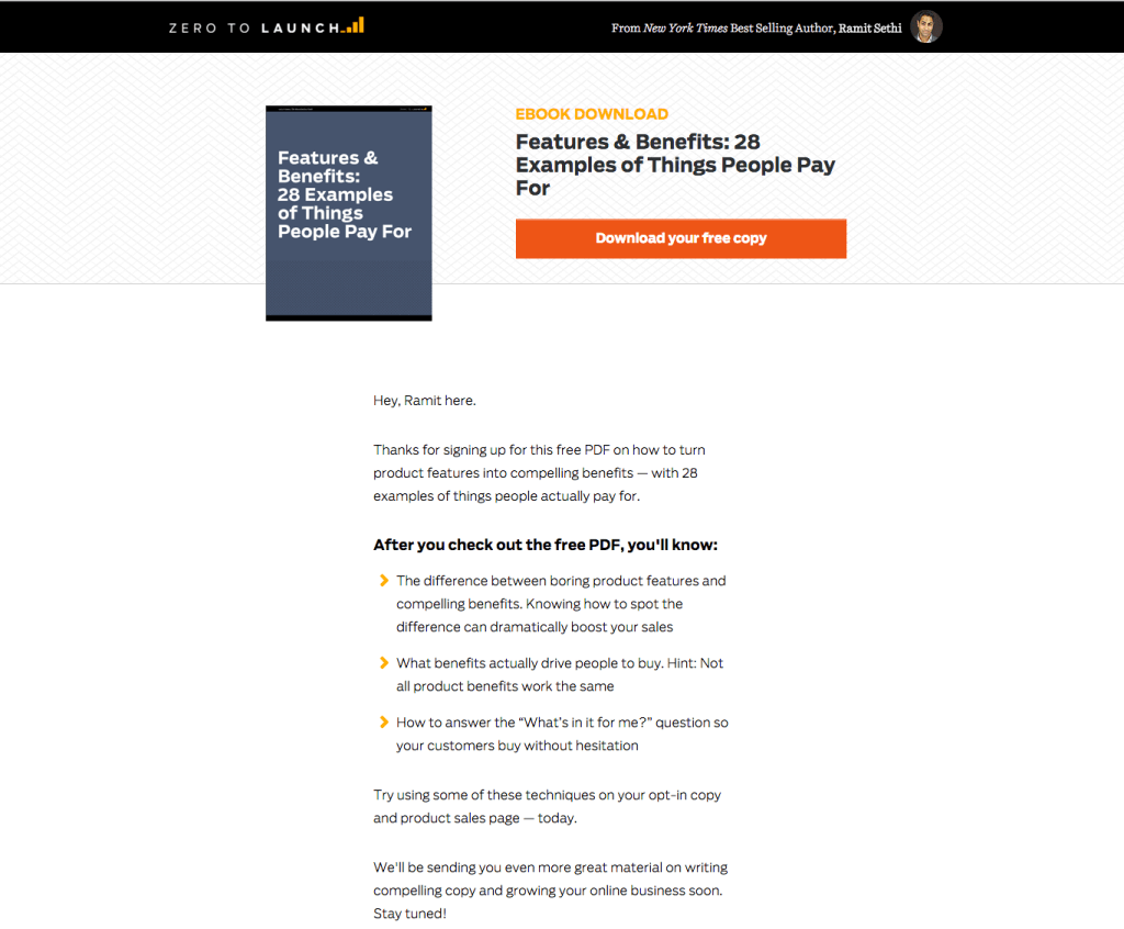 Ramit Sethi Thankyou Page