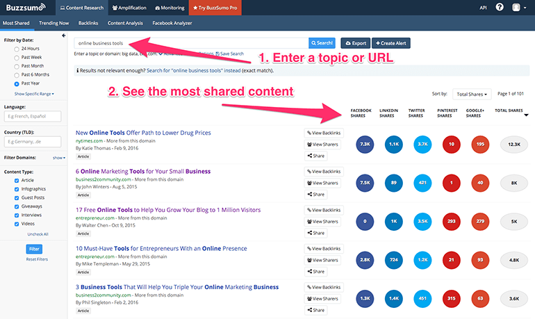 content research with buzzsumo