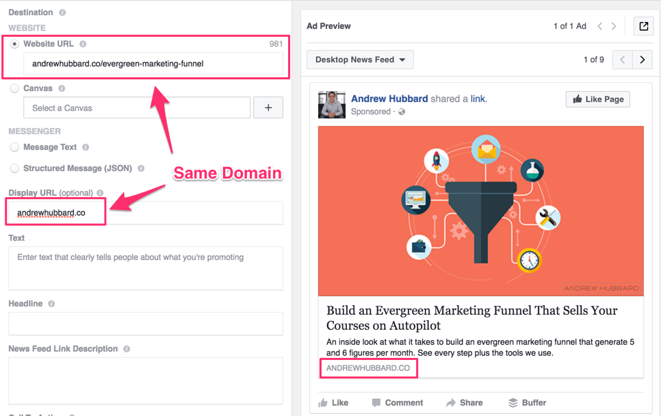 same domain url description