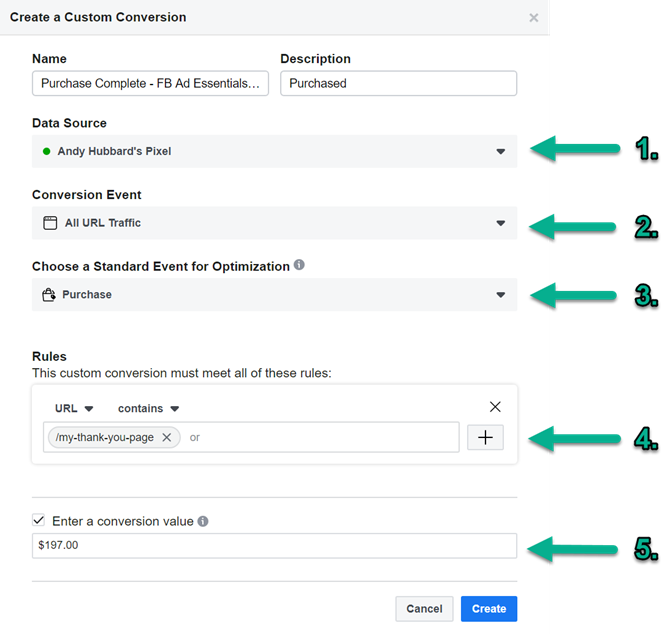 Custom Conversion setup