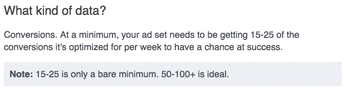 Facebook minimum number of conversions