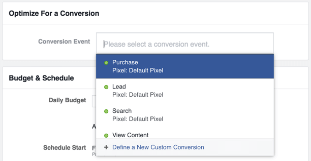 Optimizing for a conversion event