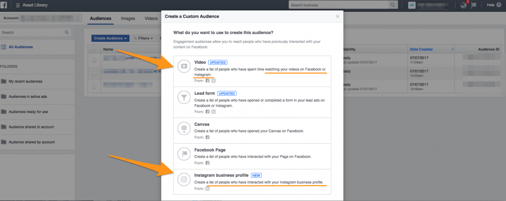 Instagram business account engagement or video engagement