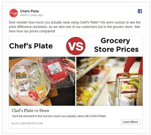 Good example of an ad with a high Facebook ad relevance score