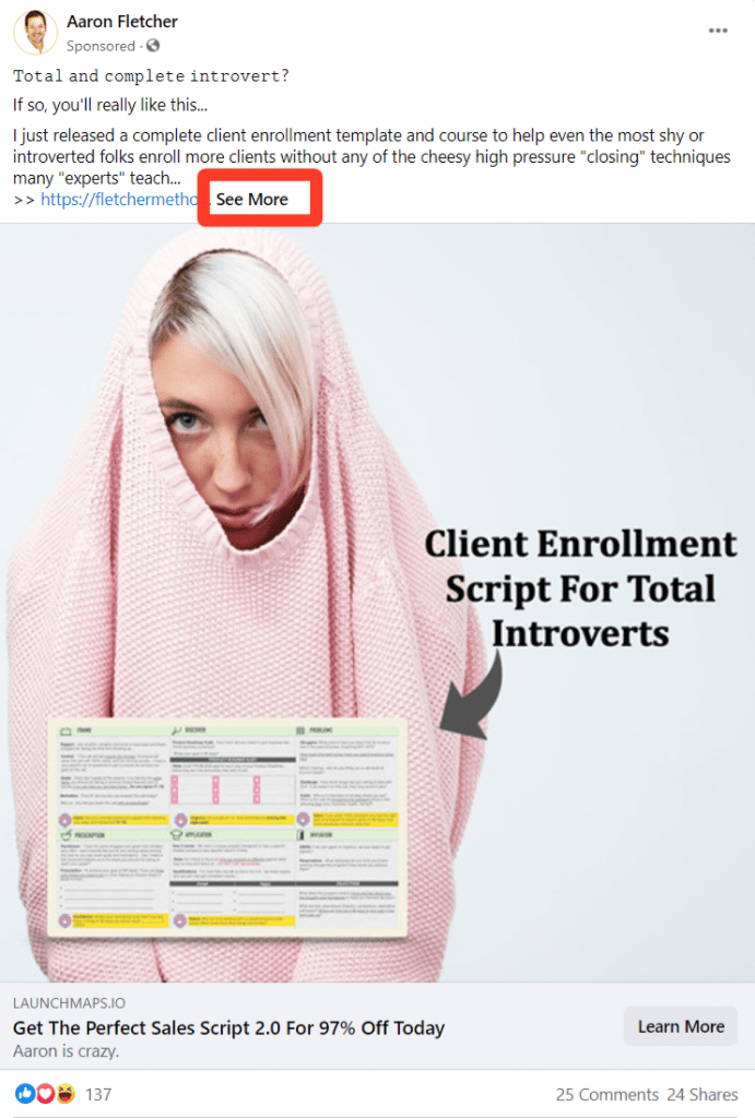 How to write Facebook ads example character limit