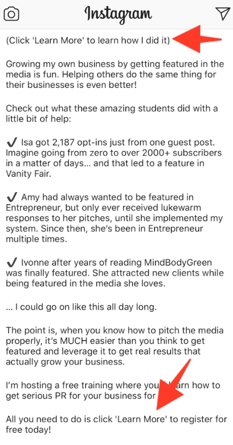 How to write Instagram ad copy with CTA example